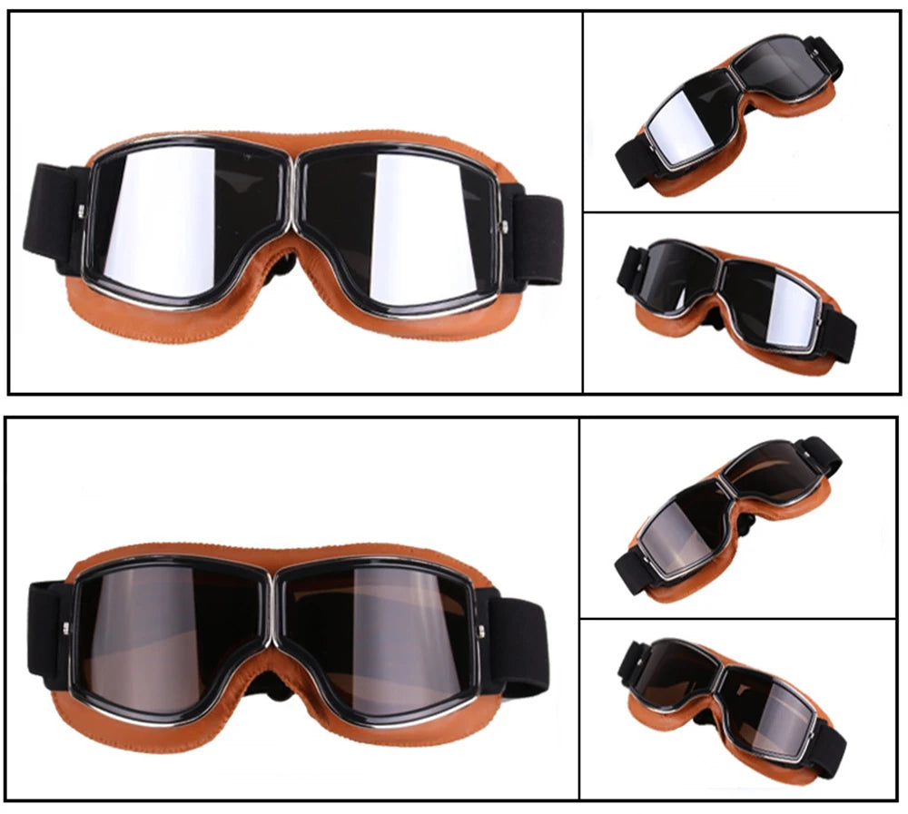 Vintage Leather Motorcycle & Ski Goggles