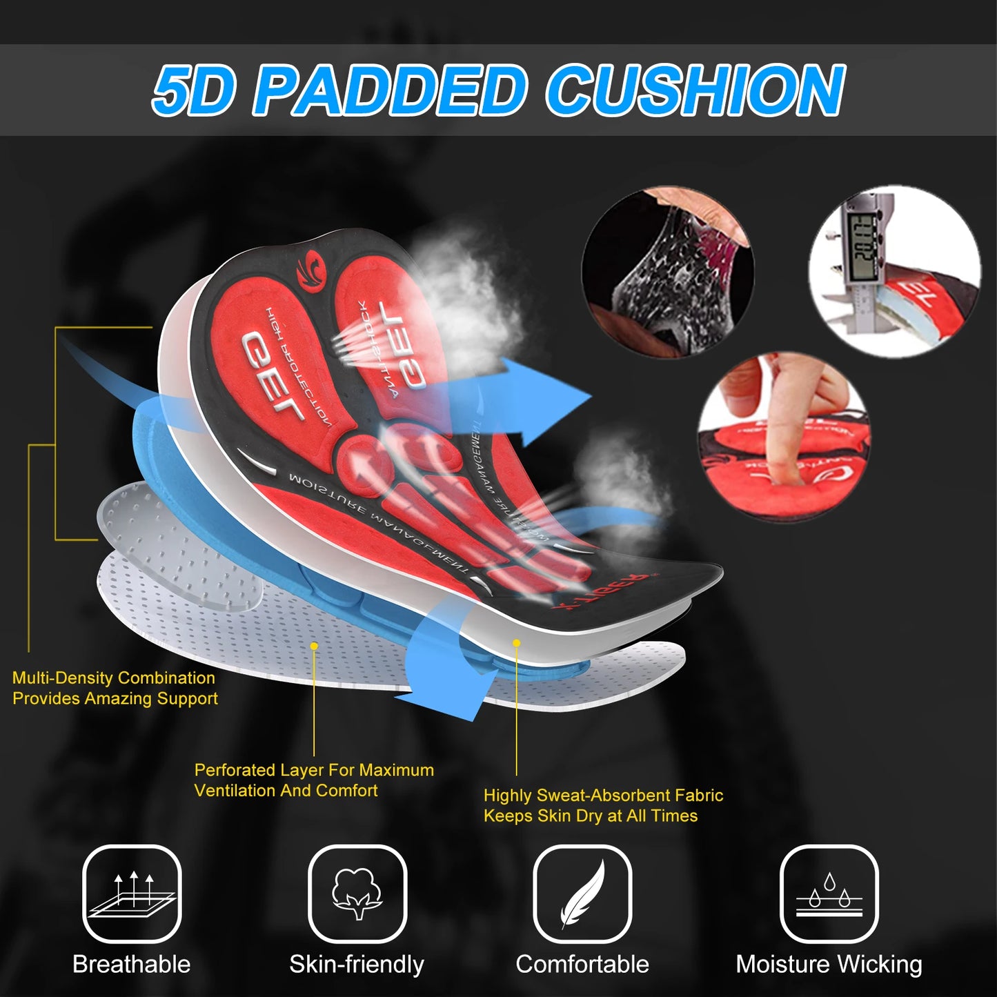 X-TIGER 5D Padded Cycling Underwear Shorts (6-Hour Support)