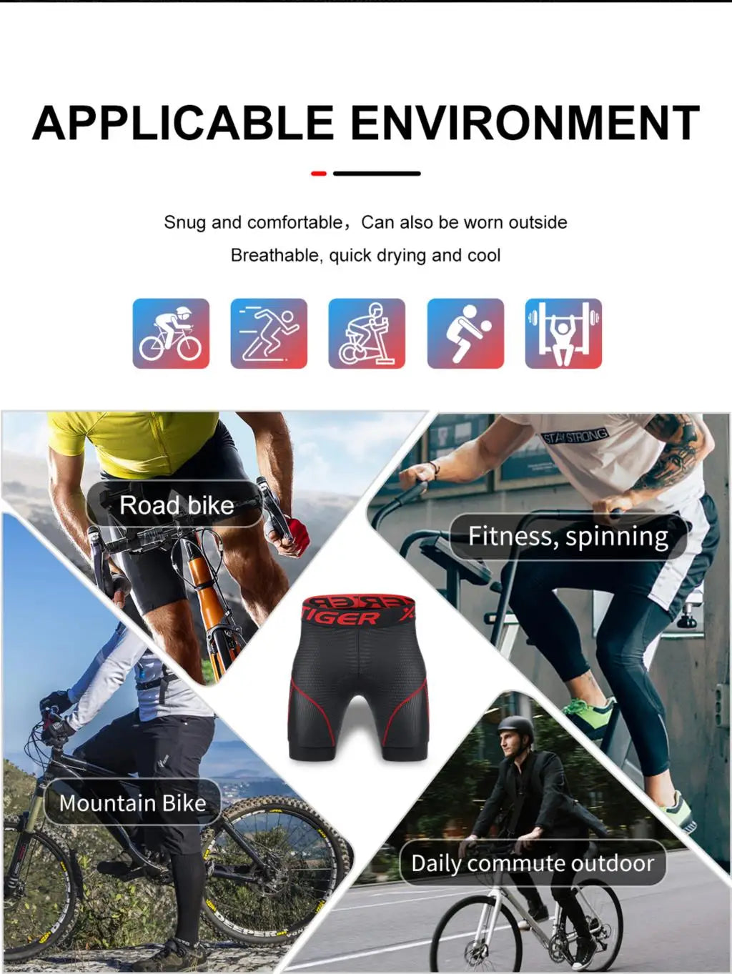 X-TIGER 5D Padded Cycling Underwear Shorts (6-Hour Support)