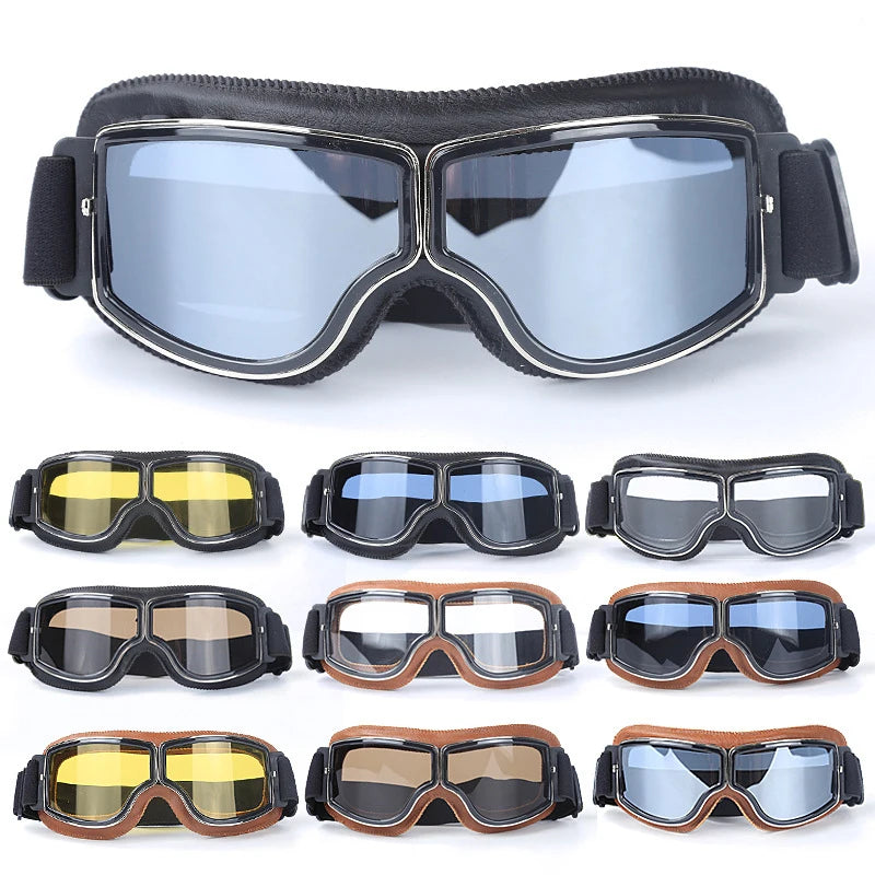 Vintage Leather Motorcycle & Ski Goggles