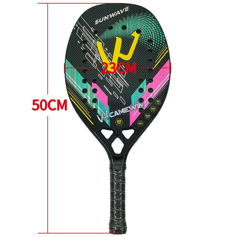 Camewin 3K Beach Tennis Racket - Full Carbon Fiber - Rough Surface