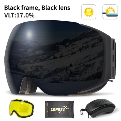 COPOZZ Magnetic Ski & Snowboard Goggles (2-Second Lens Change)