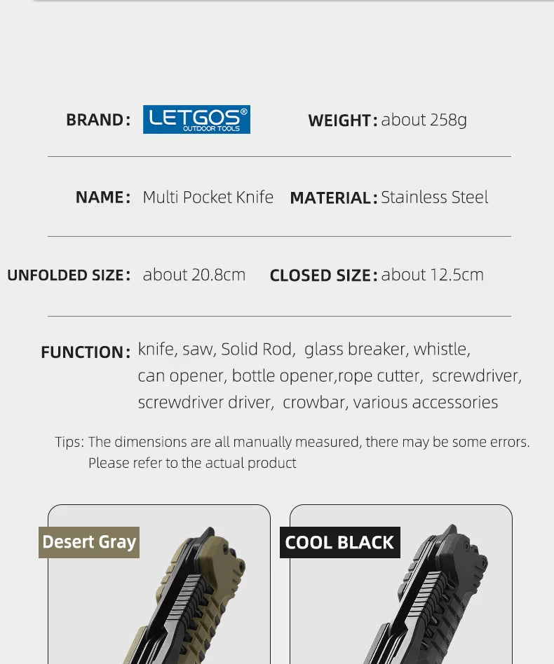 LETGOS 22-in-1 Tactical Multi-Tool Pocket Knife