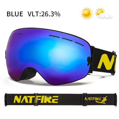NATFIRE Pro Interchangeable Ski & Snowboard Goggles (OTG)
