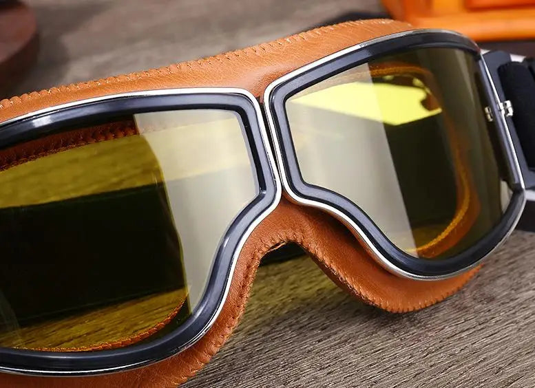 Vintage Leather Motorcycle & Ski Goggles
