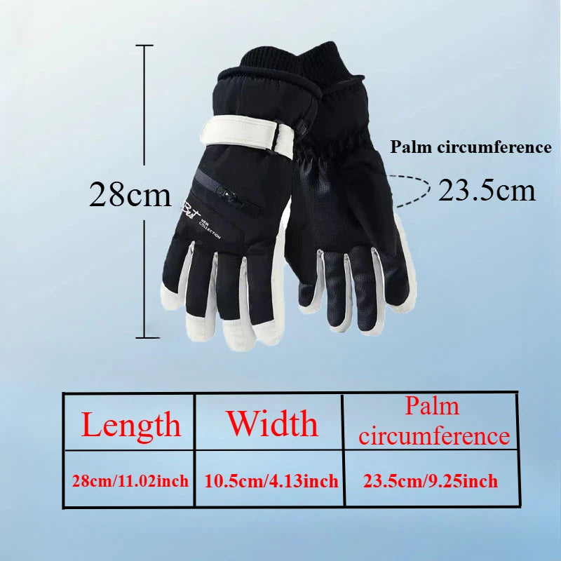 Waterproof Thermal Ski Gloves with Zipper Pocket