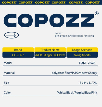 COPOZZ 3M Thinsulate Waterproof Ski Mittens