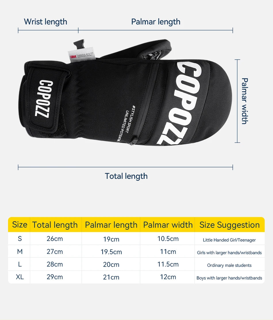 COPOZZ 3M Thinsulate Waterproof Ski Mittens