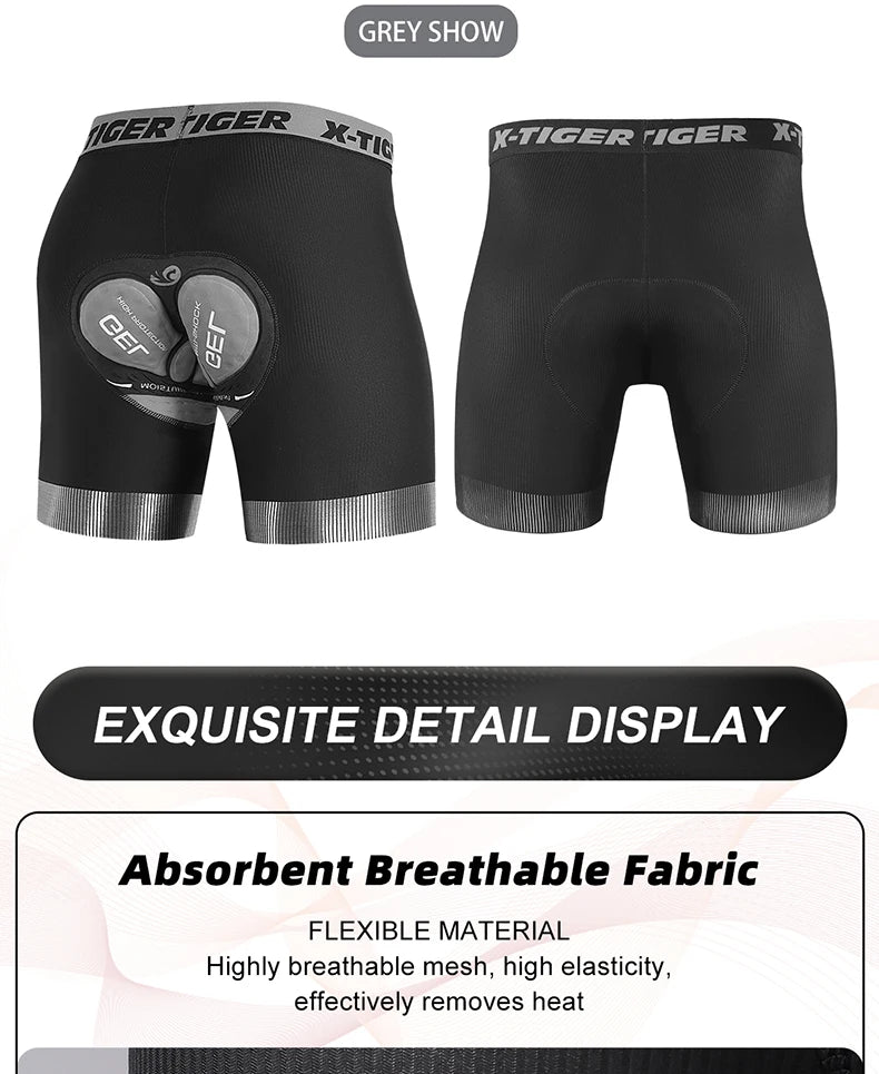 X-TIGER 5D Padded Cycling Underwear Shorts (6-Hour Support)