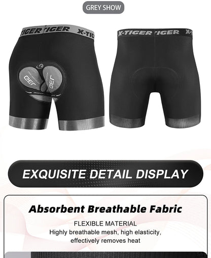 X-TIGER 5D Padded Cycling Underwear Shorts (6-Hour Support)
