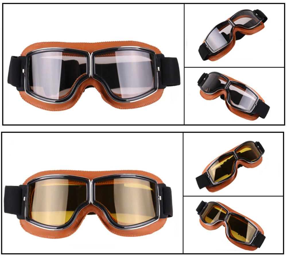 Vintage Leather Motorcycle & Ski Goggles