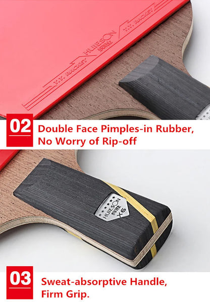 HUIESON 6-Star Carbon Table Tennis Racket Set (2-Pack)
