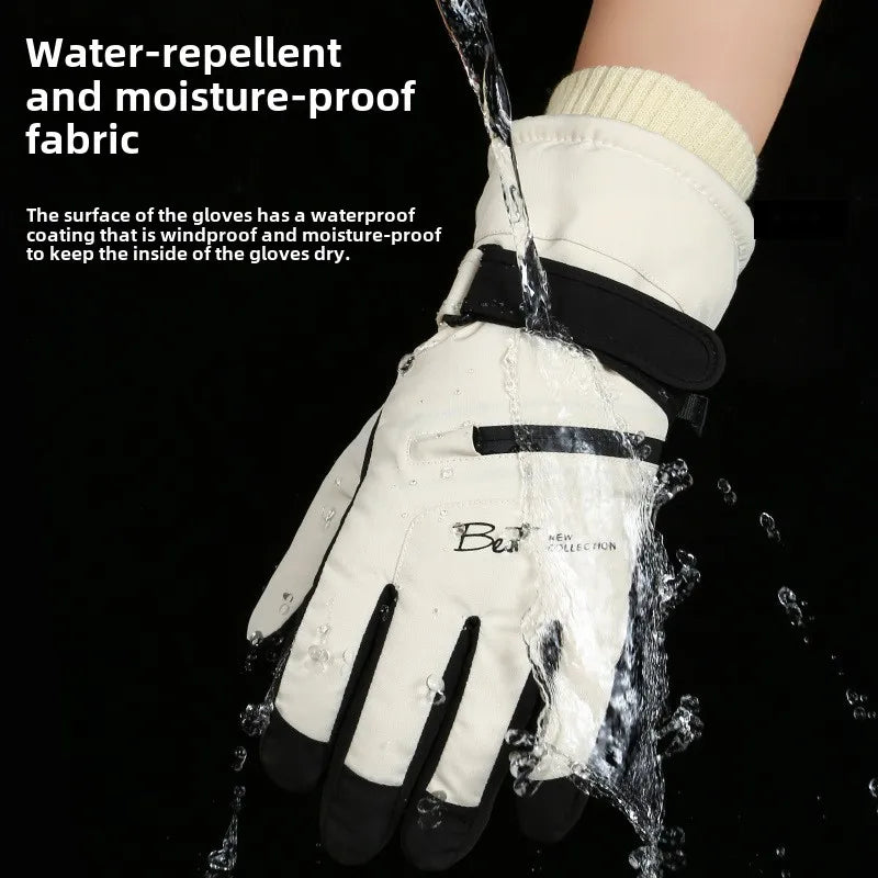 Waterproof Thermal Ski Gloves with Zipper Pocket