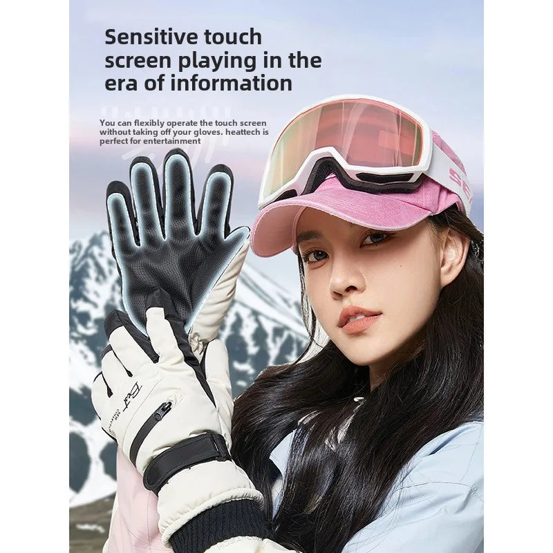Waterproof Thermal Ski Gloves with Zipper Pocket