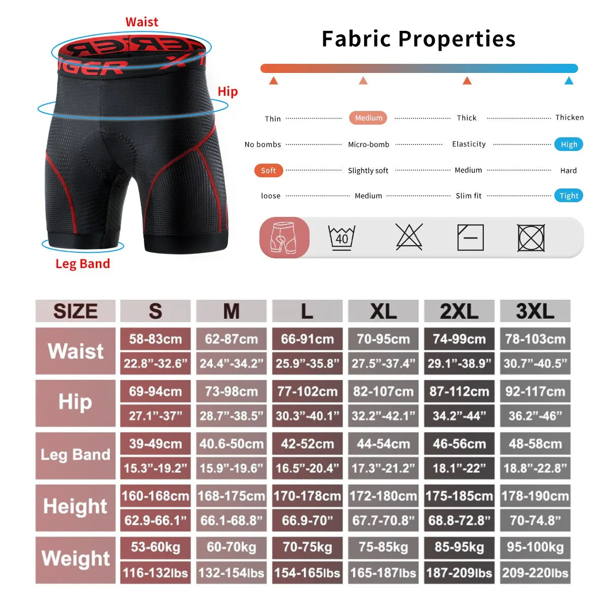 X-TIGER 5D Padded Cycling Underwear Shorts (6-Hour Support)