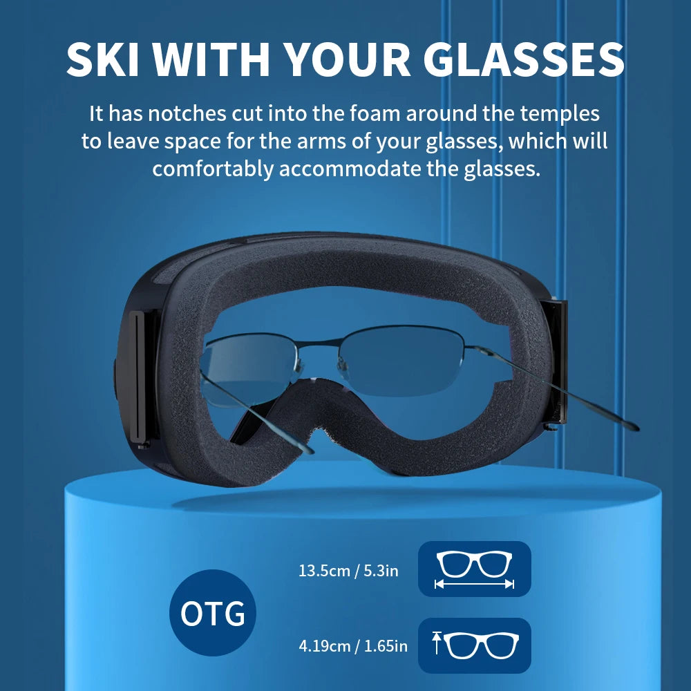 NATFIRE Pro Interchangeable Ski & Snowboard Goggles (OTG)