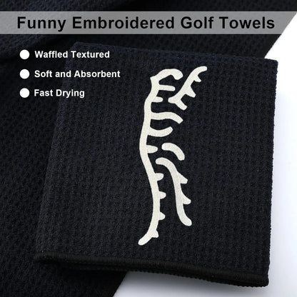 Embroidered Waffle-Weave Golf Towel