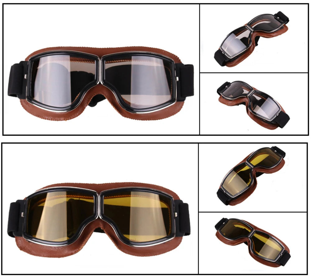 Vintage Leather Motorcycle & Ski Goggles