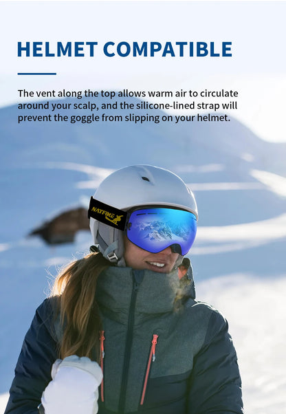 NATFIRE Pro Interchangeable Ski & Snowboard Goggles (OTG)