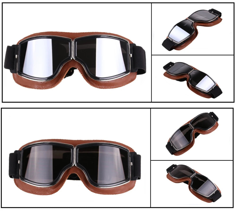 Vintage Leather Motorcycle & Ski Goggles