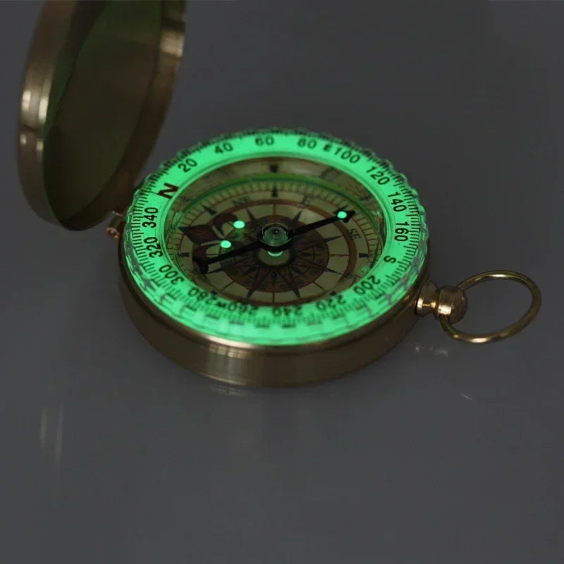 Classic Brass Pocket Compass with Luminous Display
