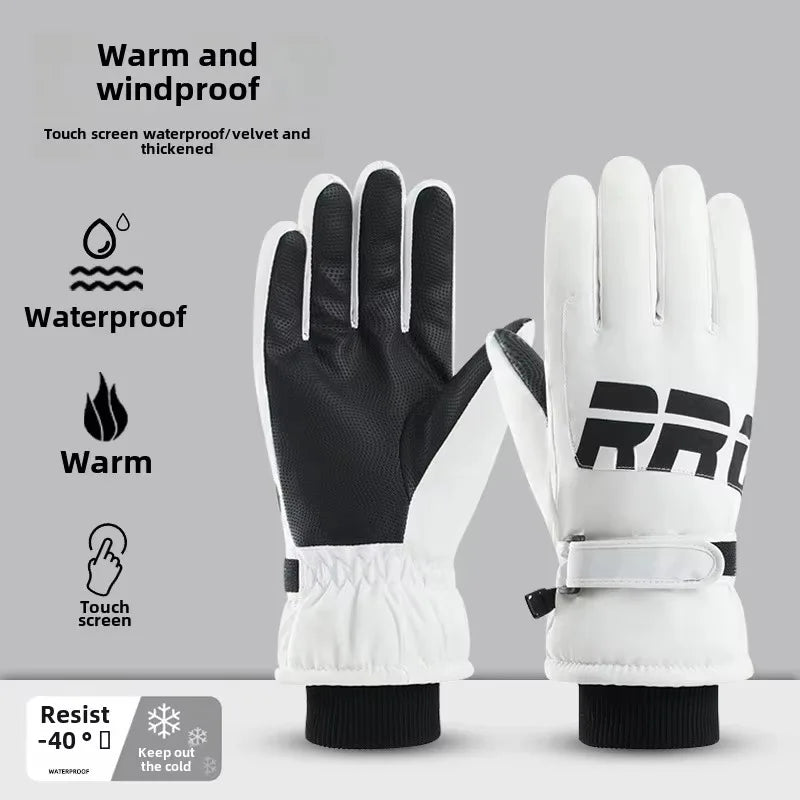 Waterproof Thermal Ski Gloves with Zipper Pocket