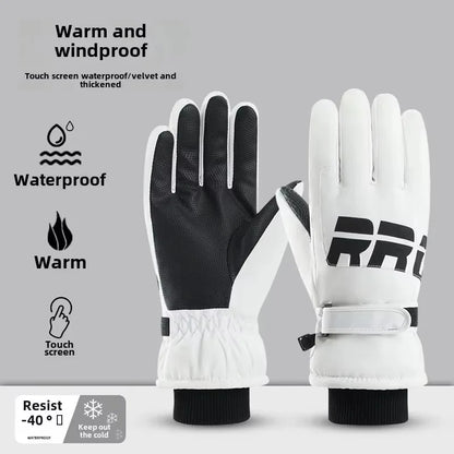 Waterproof Thermal Ski Gloves with Zipper Pocket
