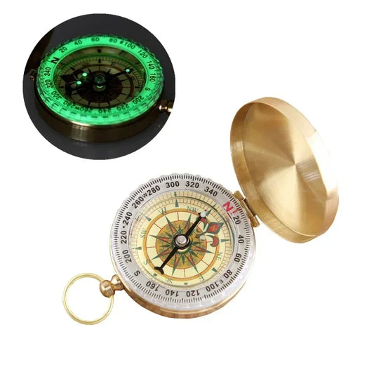 Classic Brass Pocket Compass with Luminous Display
