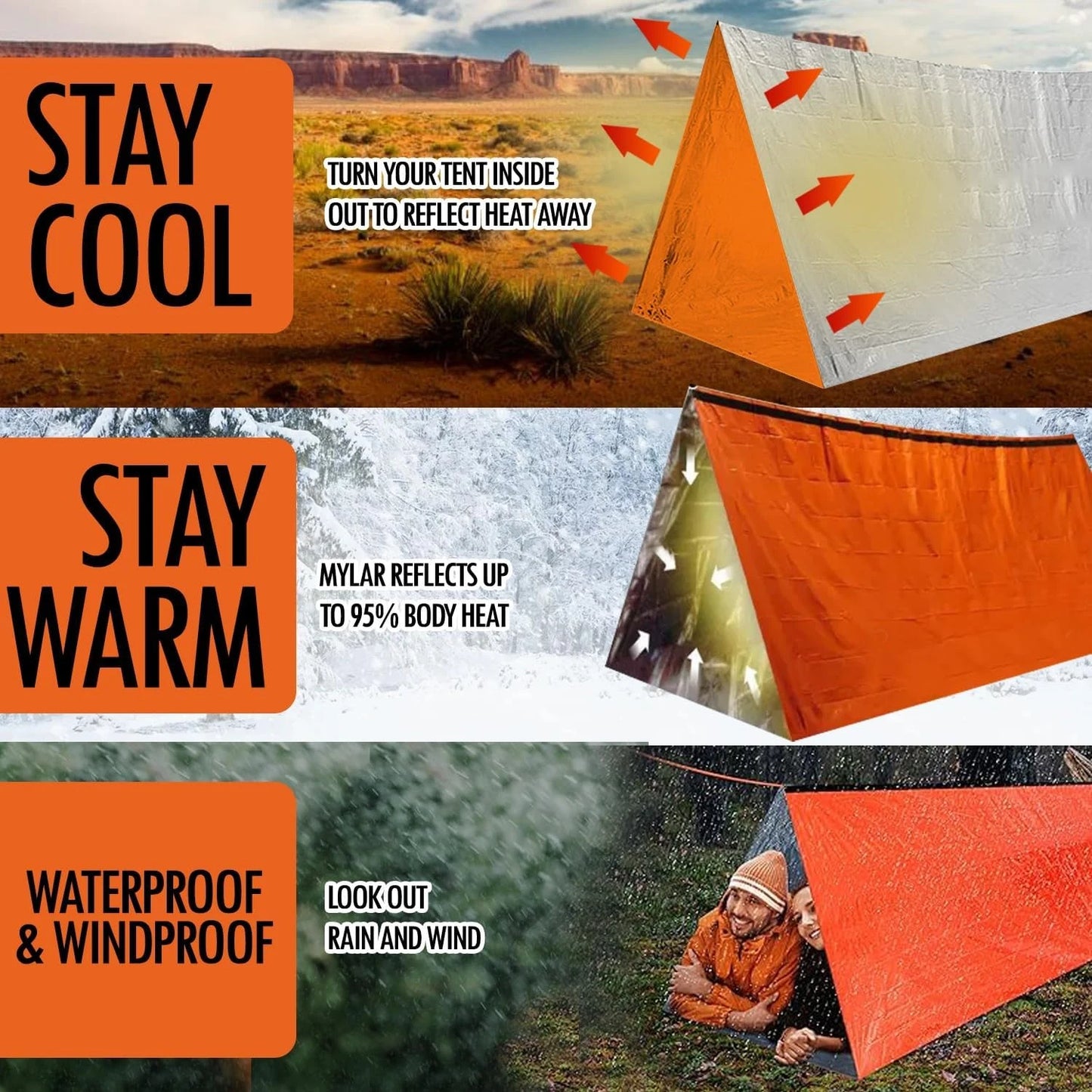 Emergency Survival Shelter Tent (2-Person Mylar Tent)