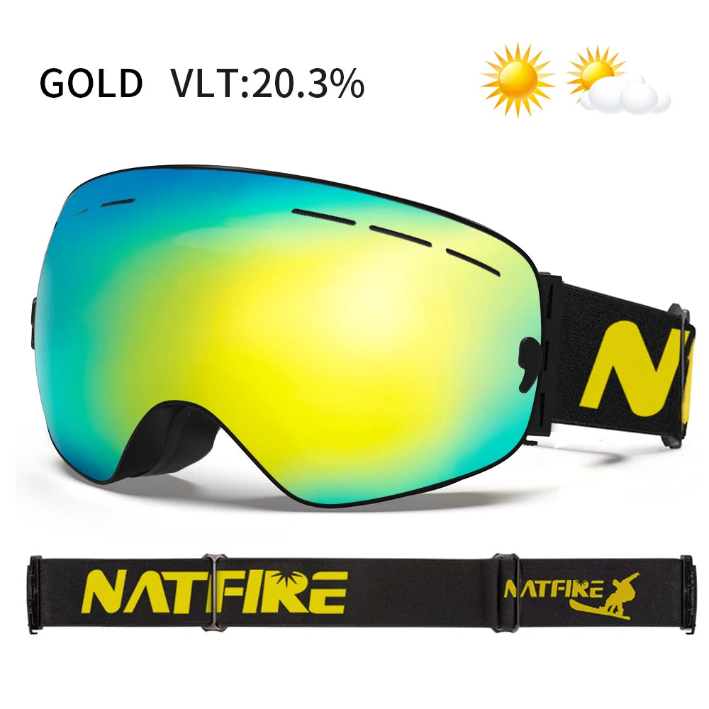 NATFIRE Pro Interchangeable Ski & Snowboard Goggles (OTG)