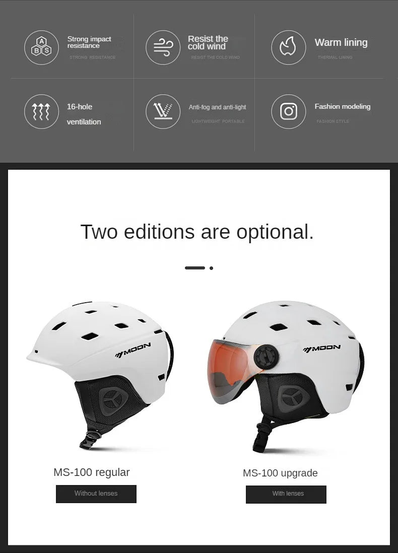 MOON Professional Ski & Snowboard Helmet (with Optional Visor)