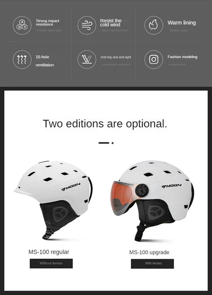 MOON Professional Ski & Snowboard Helmet (with Optional Visor)