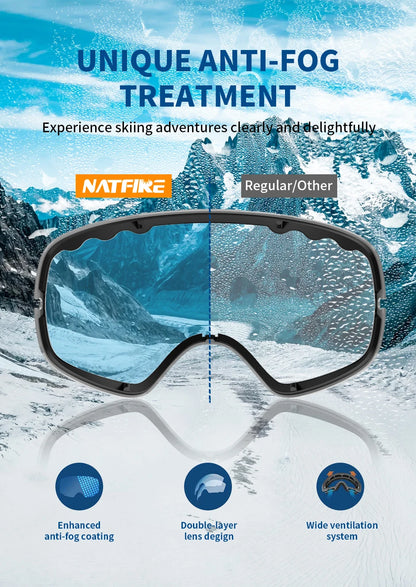 NATFIRE Pro Interchangeable Ski & Snowboard Goggles (OTG)