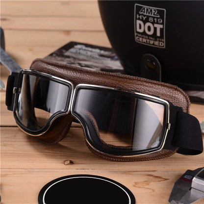 Vintage Leather Motorcycle & Ski Goggles