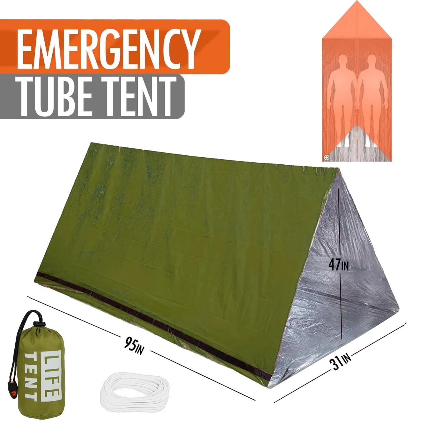 Emergency Survival Shelter Tent (2-Person Mylar Tent)