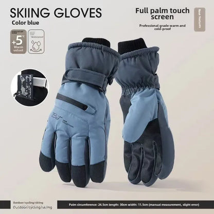 Waterproof Thermal Ski Gloves with Zipper Pocket