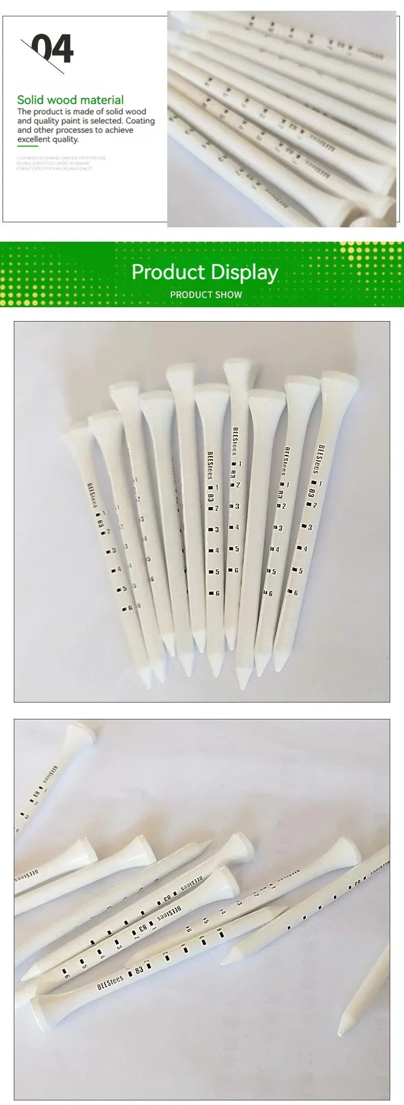 Professional Marked Wooden Golf Tees (50-Pack)