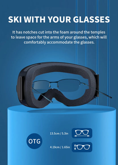 NATFIRE Pro Interchangeable Ski & Snowboard Goggles (OTG)