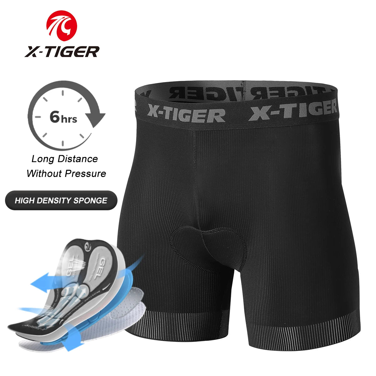 X-TIGER 5D Padded Cycling Underwear Shorts (6-Hour Support)