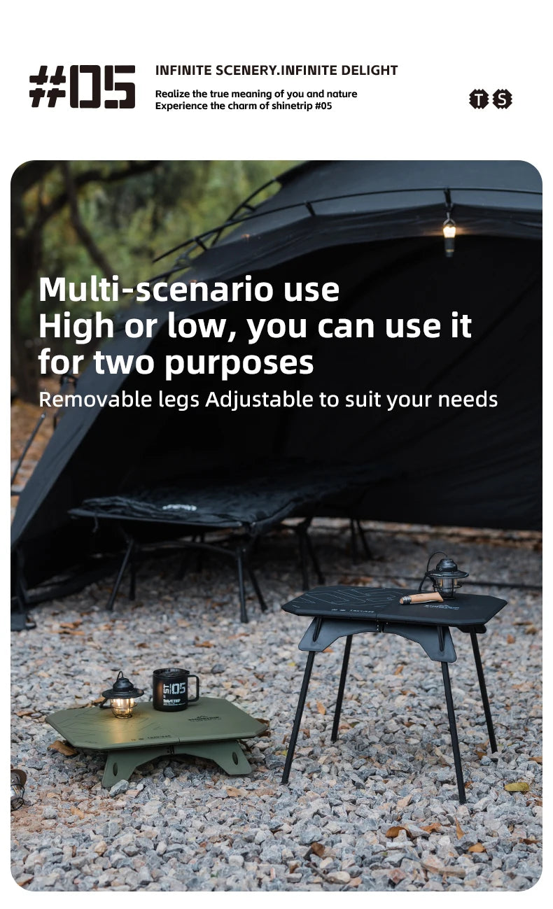 ShineTrip Ultra-light 2-in-1 Convertible Camping Table