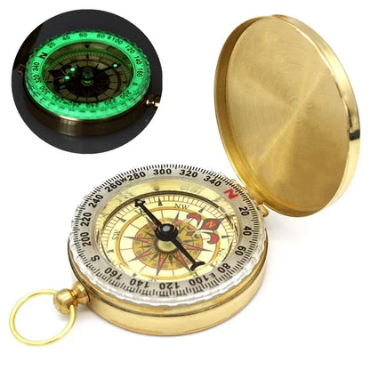 Classic Brass Pocket Compass with Luminous Display