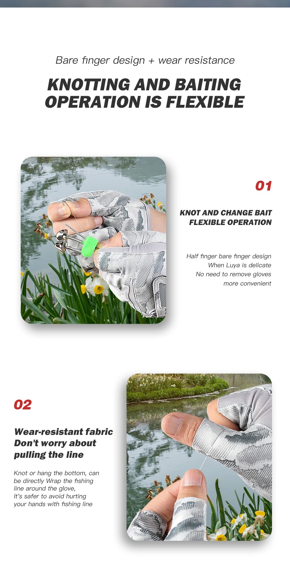 Three-Finger Breathable Fishing Gloves with UV Protection