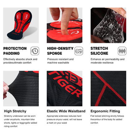 X-TIGER 5D Padded Cycling Underwear Shorts (6-Hour Support)