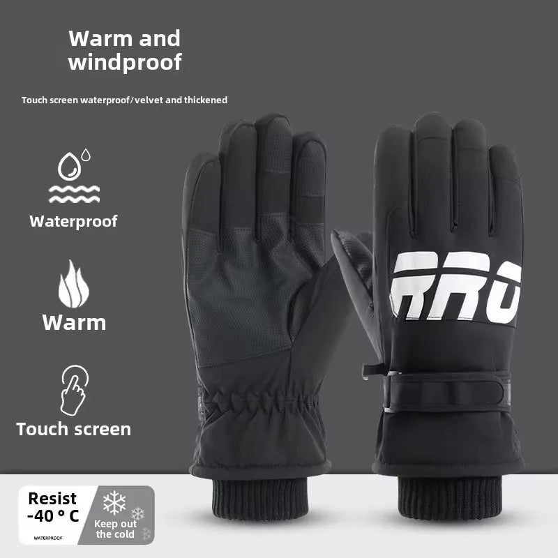 Waterproof Thermal Ski Gloves with Zipper Pocket