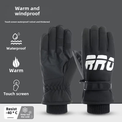 Waterproof Thermal Ski Gloves with Zipper Pocket