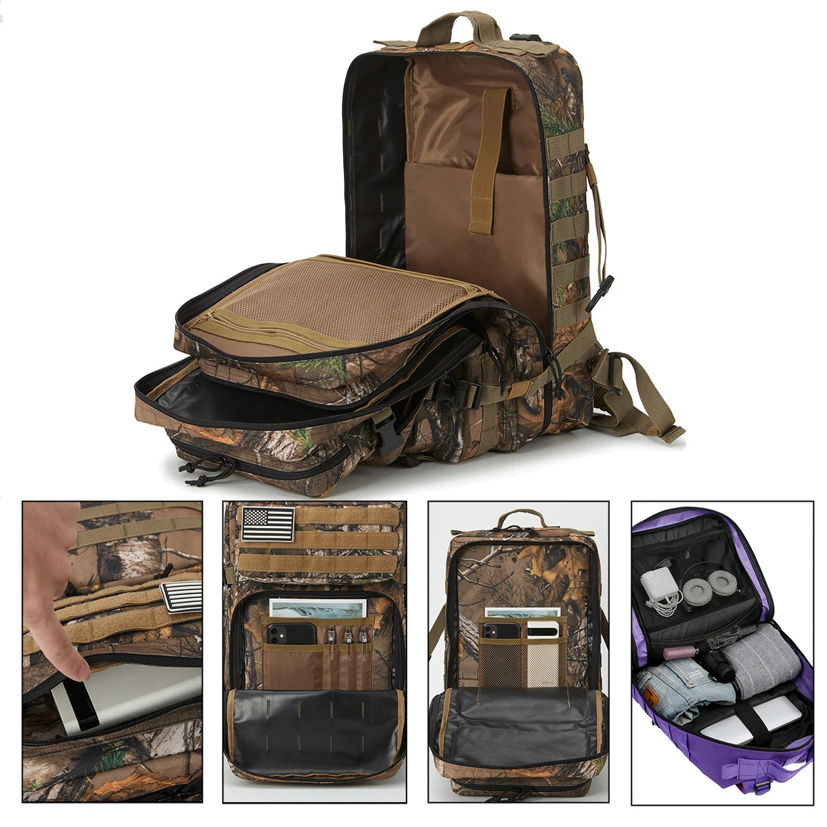 45L Tactical MOLLE Backpack for Hiking & Trekking