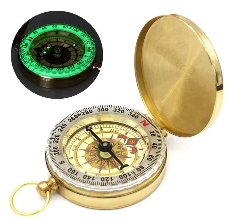 Classic Brass Pocket Compass with Luminous Display