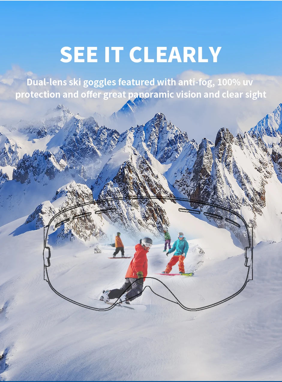 NATFIRE Pro Interchangeable Ski & Snowboard Goggles (OTG)