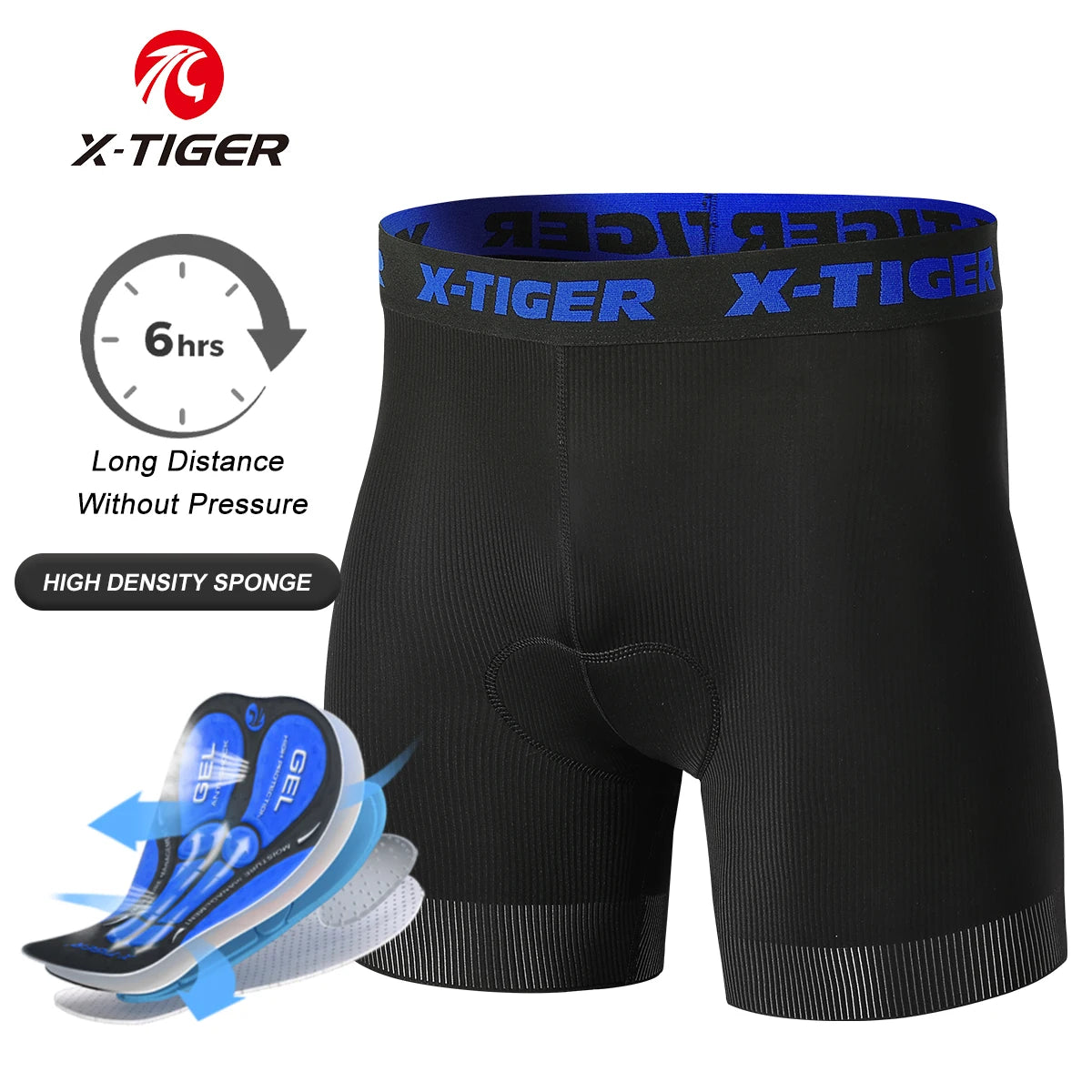 X-TIGER 5D Padded Cycling Underwear Shorts (6-Hour Support)