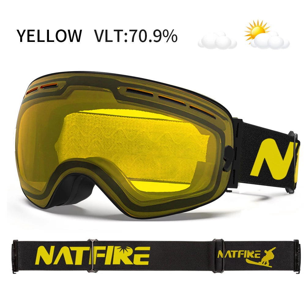 NATFIRE Pro Interchangeable Ski & Snowboard Goggles (OTG)